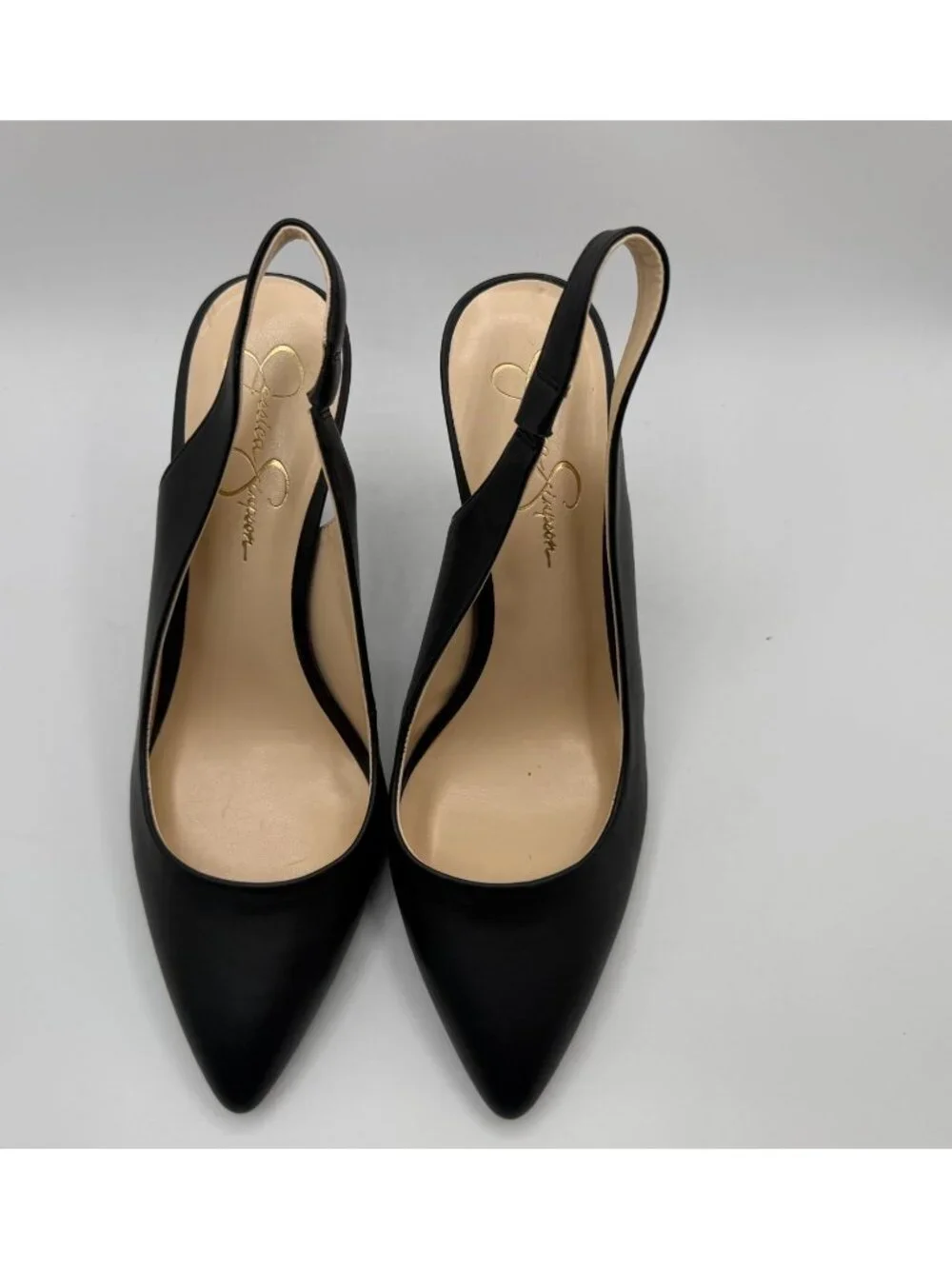 Jessica Simpson Hamya Classic Slingback Pumps Black Leather Women Size 9.5M